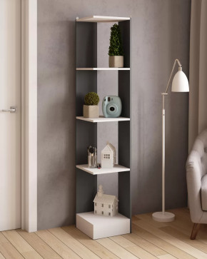 Стеллаж СТМ-1 (ш350*г350*в1766мм), ЛДСП Графит серый/ЛДСП Белый в Советском - sovetskij.mebel-tymen.ru | фото