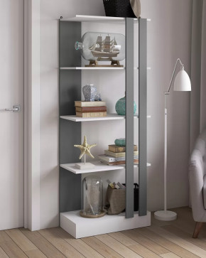 Стеллаж СТМ-2 (ш700*г366*в1766мм), ЛДСП Графит серый/ЛДСП Белый в Советском - sovetskij.mebel-tymen.ru | фото