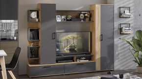 Стенка «Дакота» Дуб Крафт золотой, Антрацит в Советском - sovetskij.mebel-tymen.ru | фото