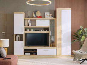 Стенка для гостиной Макси К1 дуб сонома/белое дерево в Советском - sovetskij.mebel-tymen.ru | фото