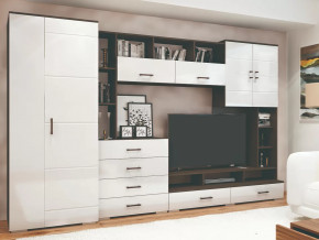 Стенка Коста МДФ Венге-белый глянец в Советском - sovetskij.mebel-tymen.ru | фото