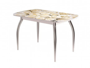 Стол Бостон-2 ф/п Розы, 1100*700 мм, белый/хром триумф в Советском - sovetskij.mebel-tymen.ru | фото