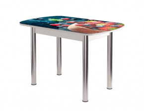 Стол Бостон-2 ф/п Ягоды, 1100*700 мм, белый/хром брифинг в Советском - sovetskij.mebel-tymen.ru | фото