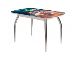 Стол Бостон-2 ф/п Ягоды, 1100*700 мм, белый/хром триумф в Советском - sovetskij.mebel-tymen.ru | фото