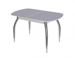 Стол Бостон-3 раздвижной, антрацит глянец/белый/опоры хром в Советском - sovetskij.mebel-tymen.ru | фото