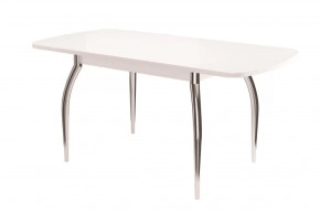 Стол "Бостон-3" раздвижной, белый глянец/белый/хром триумф в Советском - sovetskij.mebel-tymen.ru | фото