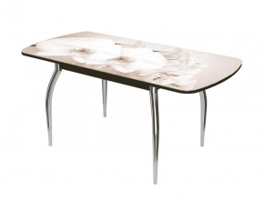 Стол Бостон-3, раздвижной, фотопечать Лунная орхидея/венге/хром брифинг в Советском - sovetskij.mebel-tymen.ru | фото