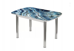 Стол Бостон-3 раздвижной, фотопечать Мрамор синий/белый/хром брифинг в Советском - sovetskij.mebel-tymen.ru | фото