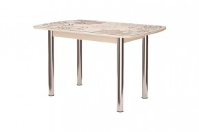 Стол Бостон-3 раздвижной, ваниль, фотопечать/хром брифинг в Советском - sovetskij.mebel-tymen.ru | фото