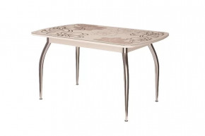 Стол Бостон-3 раздвижной, ваниль, фотопечать/хром триумф в Советском - sovetskij.mebel-tymen.ru | фото