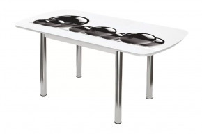 Стол Бостон-3 Шары, раздвижной, фотопечать/белый/хром брифинг в Советском - sovetskij.mebel-tymen.ru | фото