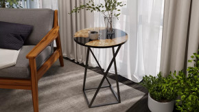 Стол журнальный ДП 1-03-05 исп. 2 Черный, Стекло с рисунком Слэб черный в Советском - sovetskij.mebel-tymen.ru | фото