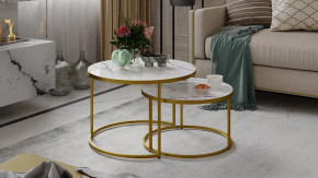 Стол журнальный «Вега» Золото, Стекло белый мрамор в Советском - sovetskij.mebel-tymen.ru | фото