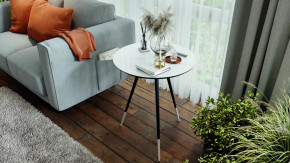 Стол журнальный «Vira» Черный муар, Белый мрамор в Советском - sovetskij.mebel-tymen.ru | фото