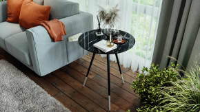 Стол журнальный «Vira» Черный муар, Черный мрамор в Советском - sovetskij.mebel-tymen.ru | фото