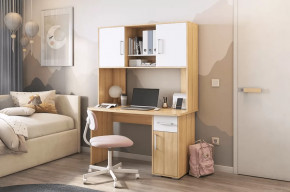 Стол компьютерный Лайт К2 дуб сонома/белый в Советском - sovetskij.mebel-tymen.ru | фото