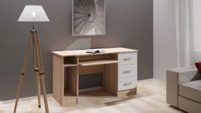 Стол компьютерный "ПКС- 4" (ш1384*г570*в756мм), ЛДСП дуб сонома/белый глянец в Советском - sovetskij.mebel-tymen.ru | фото