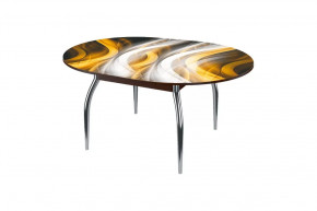 Стол круглый Бостон раздвижной, фотопечать Охра/венге/хром триумф в Советском - sovetskij.mebel-tymen.ru | фото