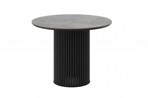 Стол нераздвижной ASKAR ROUND-100 (d-100мм), Керамика DOLMEN GREY PREMIUM CER, металл Черный в Советском - sovetskij.mebel-tymen.ru | фото
