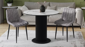 Стол обеденный «Айрис» Тип 1 Черный муар, Стекло глянцевое белый мрамор в Советском - sovetskij.mebel-tymen.ru | фото