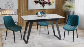 Стол обеденный «Техно» Черный муар, Стекло глянцевое белый мрамор в Советском - sovetskij.mebel-tymen.ru | фото