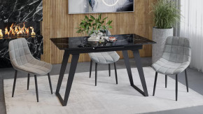 Стол обеденный «Техно» Черный муар, Стекло глянцевое черный мрамор в Советском - sovetskij.mebel-tymen.ru | фото