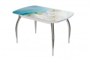 Стол овальный Бостон-2 Белая орхидея, 1100*700 мм, хром триумф в Советском - sovetskij.mebel-tymen.ru | фото