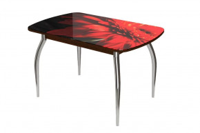 Стол овальный Бостон-2 Красная гербера/венге 1100*700 мм, хром триумф в Советском - sovetskij.mebel-tymen.ru | фото