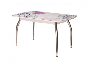 Стол овальный Бостон-2 Виолет, 1100*700 мм, фотопечать/хром триумф в Советском - sovetskij.mebel-tymen.ru | фото