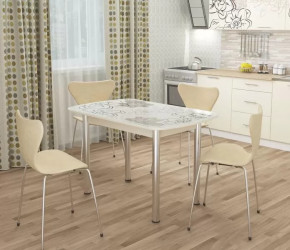 Стол овальный Бостон Ваниль, 900*600 мм, фотопечать/хром брифинг в Советском - sovetskij.mebel-tymen.ru | фото