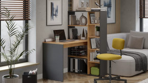 Стол письменный тип 16 Графит Серый/Дуб Крафт Золотой в Советском - sovetskij.mebel-tymen.ru | фото