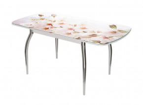 Стол раздвижной Бостон-3 ф/п Сакура, 1100*700 мм, белый/хром триумф в Советском - sovetskij.mebel-tymen.ru | фото