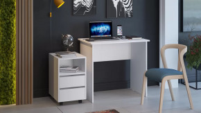 Стол с тумбой выкатной тип 14 (800) Белый Ясень в Советском - sovetskij.mebel-tymen.ru | фото