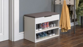 Тумба для обуви Тип 11 Белый Ясень, Велюр Серый в Советском - sovetskij.mebel-tymen.ru | фото