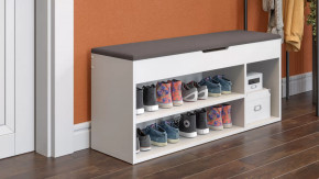 Тумба для обуви Тип 12 Белый Ясень, Велюр Серый в Советском - sovetskij.mebel-tymen.ru | фото