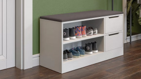 Тумба для обуви Тип 13 Белый Ясень, Велюр Серый в Советском - sovetskij.mebel-tymen.ru | фото