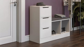 Тумба для обуви Тип 14 Белый Ясень, Велюр Серый в Советском - sovetskij.mebel-tymen.ru | фото