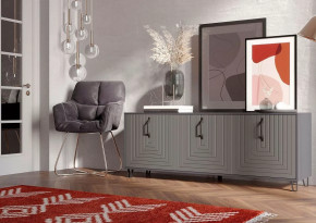 Тумба Квадро М-6, ЛДСП серый графит/МДФ софт графит в Советском - sovetskij.mebel-tymen.ru | фото