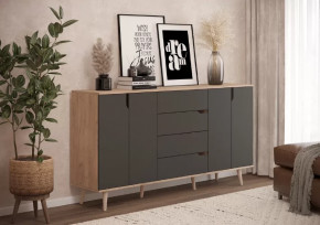 Тумба многофункциональная 6-56002 Дуб Крафт Табачный/Графит в Советском - sovetskij.mebel-tymen.ru | фото