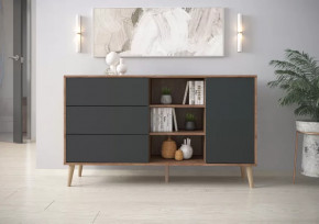 Тумба многофункциональная 6-56003 Дуб Крафт Табачный/Графит в Советском - sovetskij.mebel-tymen.ru | фото