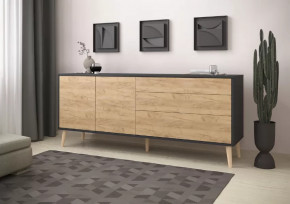 Тумба многофункциональная 6-56005 Дуб Крафт Золотой/Графит в Советском - sovetskij.mebel-tymen.ru | фото