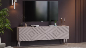 Тумба ТВ с опорами Танго Глиняно серый/Холст Латте в Советском - sovetskij.mebel-tymen.ru | фото