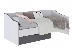 ТЭББИ Кровать с ящиком (сп/м 900*2000мм), Белый-Графит серый (ЛАМЕЛИ) в Советском - sovetskij.mebel-tymen.ru | фото