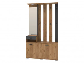 Вешалка с зеркалом Бостон Секция-7 Дуб Вотан/Антрацит в Советском - sovetskij.mebel-tymen.ru | фото