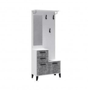 ВИТРА Центральная секция (ш800*г340*в2000мм), ЛДСП Белый/ ЛДСП Ателье светлое в Советском - sovetskij.mebel-tymen.ru | фото